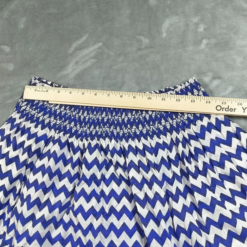 Kate Spade Skirt The Rules Women Small Blue White Zigzag  Smocked Mini A Line‎